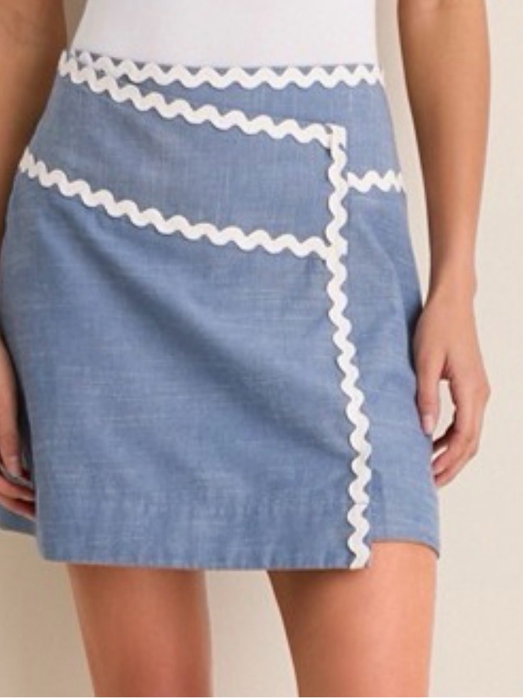 Tuckernuck Blue Mini Skirt With White Rickrack Trim Size 6 Nwt